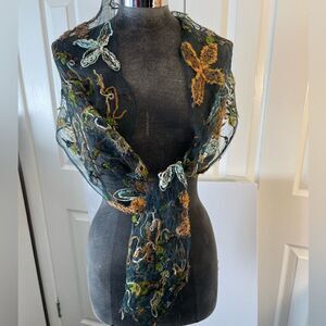 Fleurs by Elegant Additions Natural Silk Embroidered Scarf